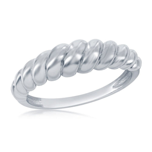Sterling Silver Croissant Shaped Ring, Size 7.