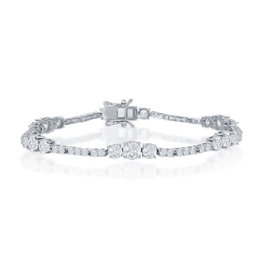 Sterling Silver Graduated Cubic Zirconia Tennis Bracelet, 7.25".