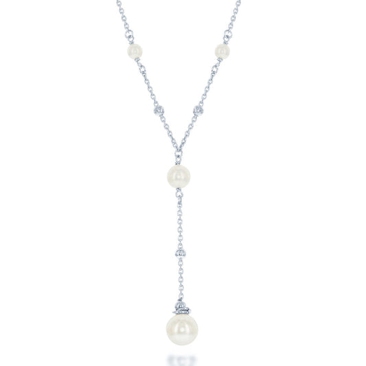 Sterling Silver Freshwater Pearl and Moon Bead Adjustable 'Y' Necklace