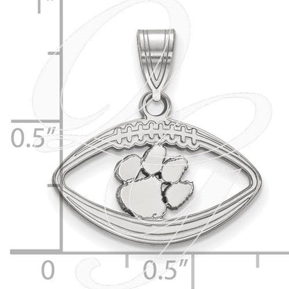 Sterling Silver LogoArt Officially Licensed Clemson University Football Pendant (90668)