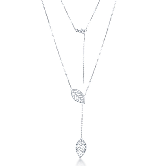 Sterling Silver Open Leaf Adjustable Necklace (90810)