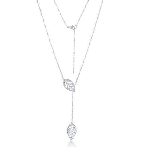 Sterling Silver Open Leaf Adjustable Necklace (90810)