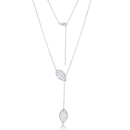 Sterling Silver Open Leaf Adjustable Necklace (90810)
