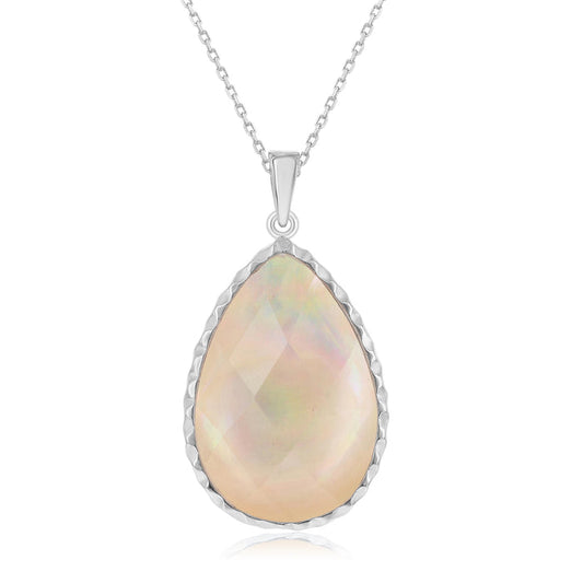 Sterling Silver Pink Mother of Pearl Doublet Pendant with Sterling Silver Chain (90801)
