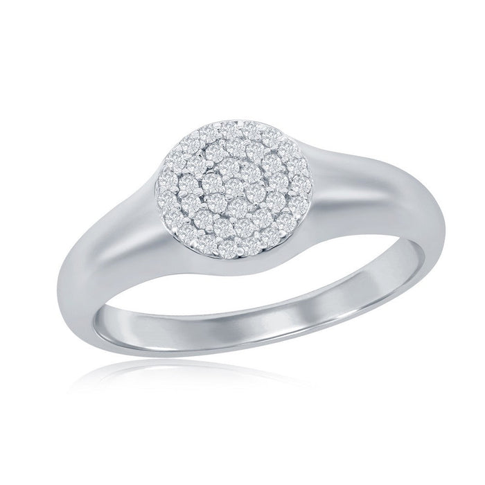 Sterling Silver Round Pave Cubic Zirconia Ring