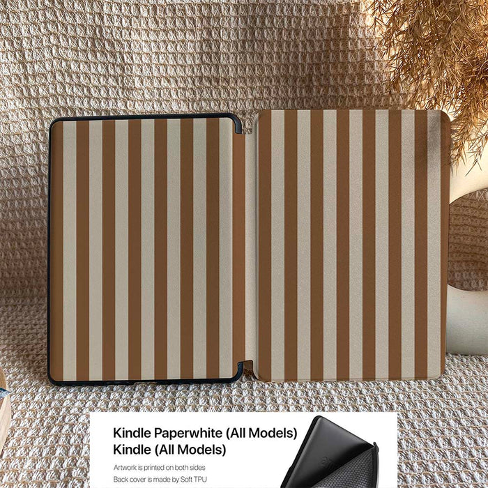 Stripe Pattern | Kindle Case - Brown