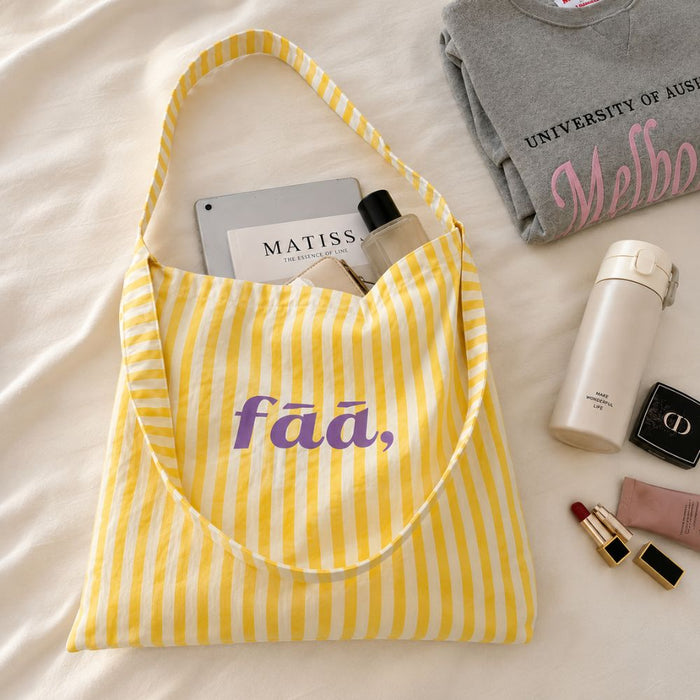 Striped Fabric Tote Bag