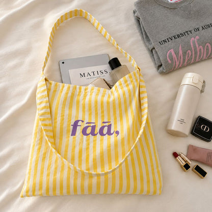 Striped Fabric Tote Bag