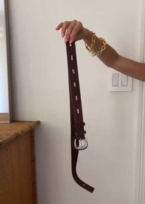 Studded Timeless Buckle Belt (Tobacco w/ Silver)