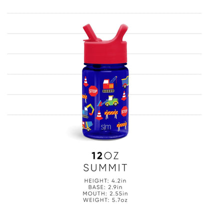 Cobalt blue water bottle with vibrant red cap and dual-spout lid system