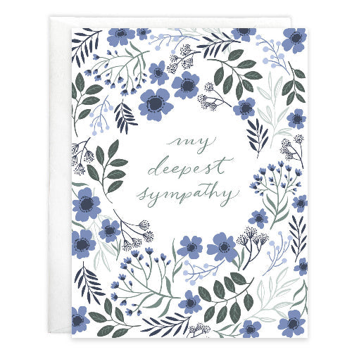 GINA B DESIGNS Sympathy Greeting Card - Deepest Blue Flowers
