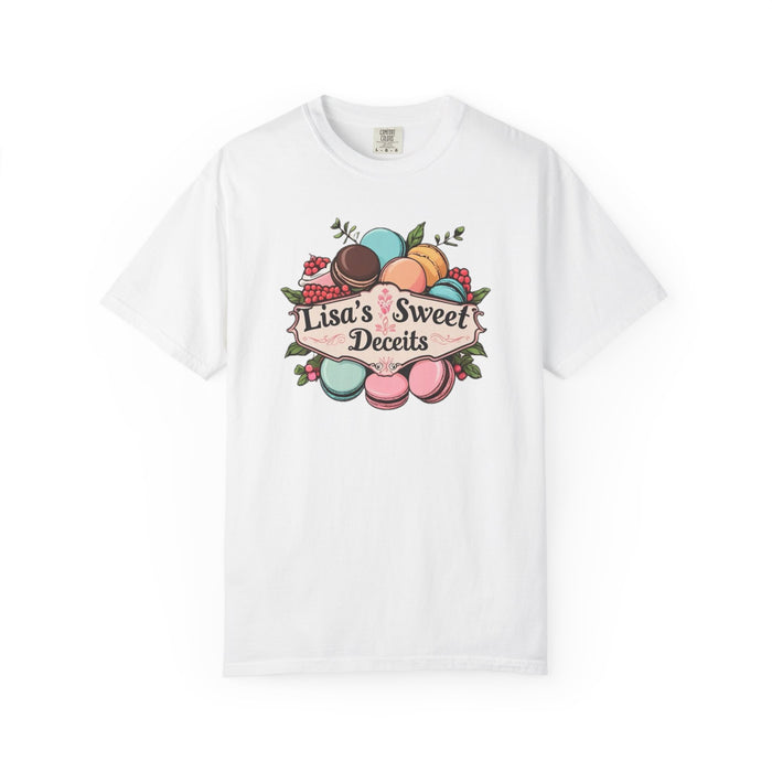 T-Shirt — "Lisa's Sweet Deceits" Macaron Bakery Graphic Tee