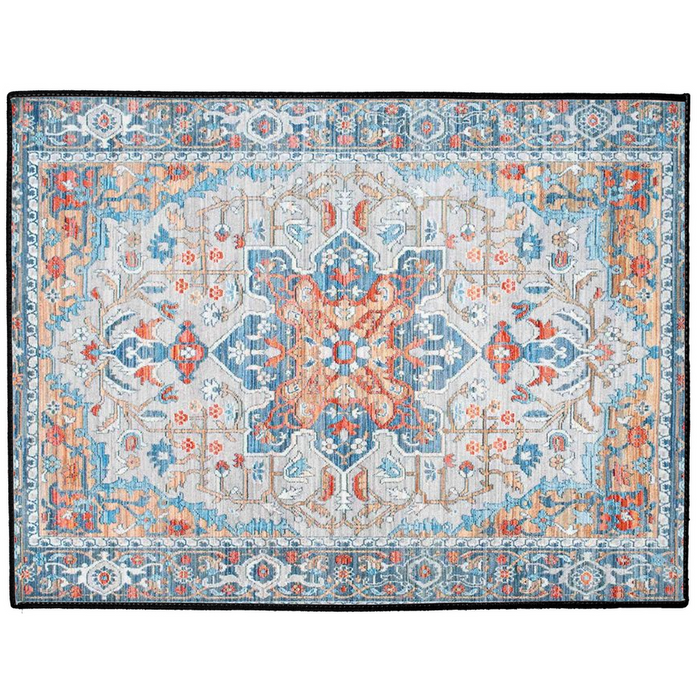 Tabriz Persian Indoor/Outdoor Floor Mat Powder Blue Terracotta