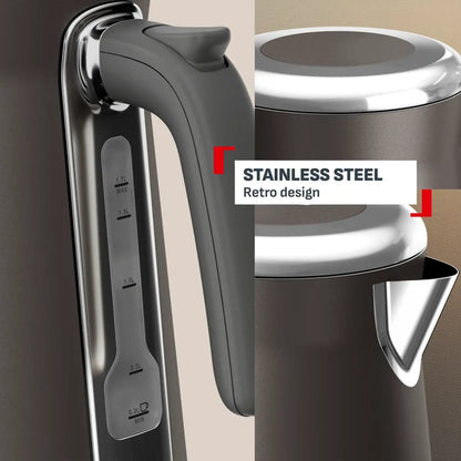 Tefal Collection Kettle Grey Pewter KI666E with stainless steel retro design