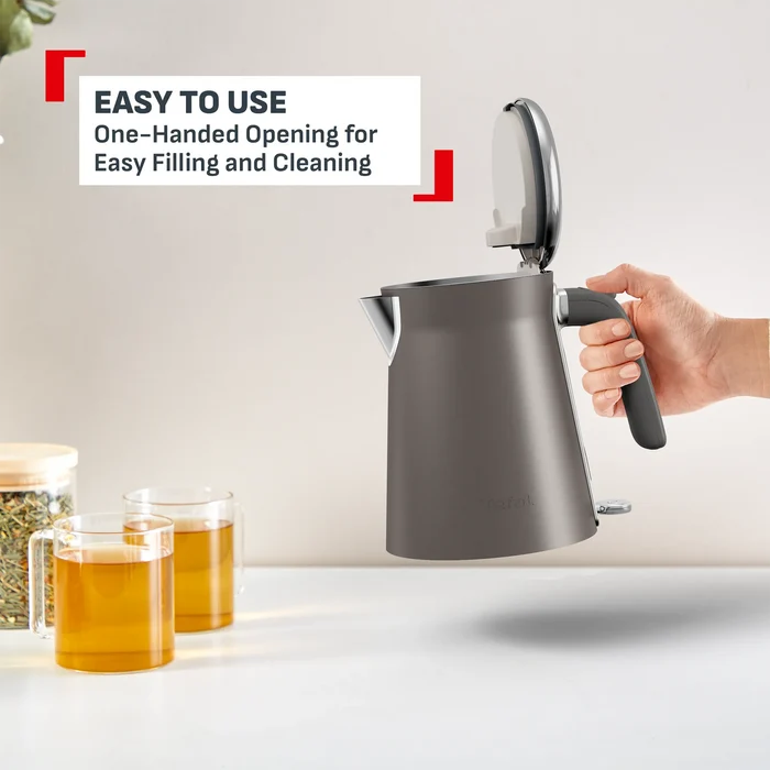 Tefal Collection Kettle Grey Pewter KI666E easy to use with one-handed opening
