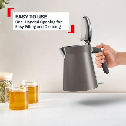 Tefal Collection Kettle Grey Pewter KI666E easy to use with one-handed opening