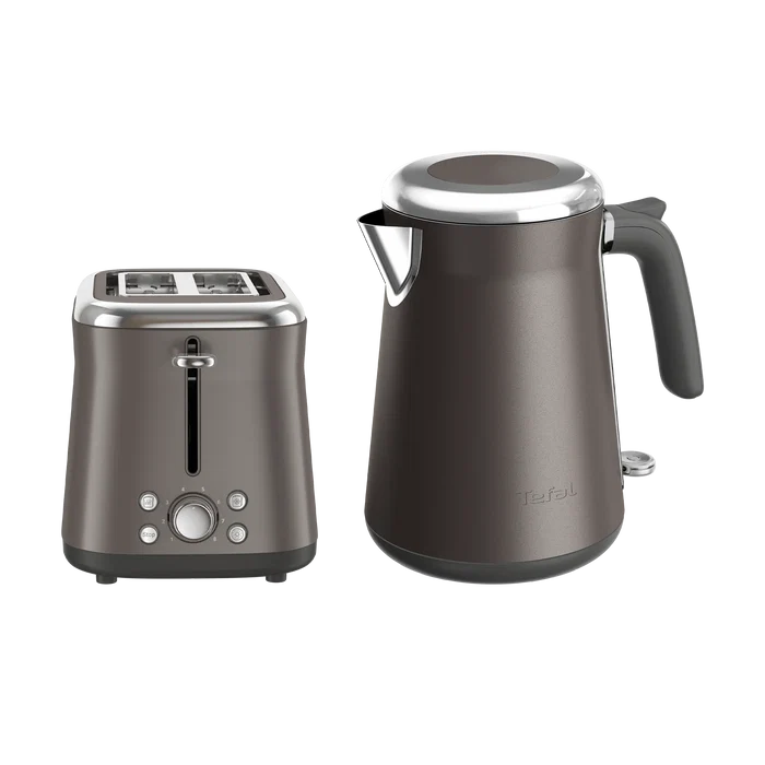 Tefal Collection Toaster 2-slice and Kettle Grey Pewter Bundle