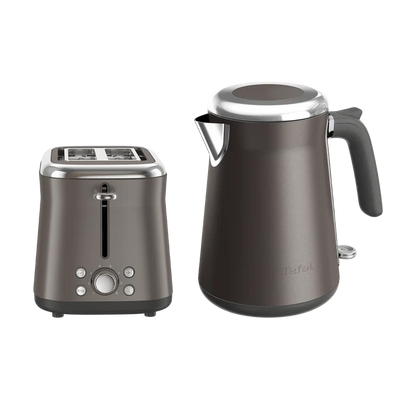 Tefal Collection Toaster 2-slice and Kettle Grey Pewter Bundle
