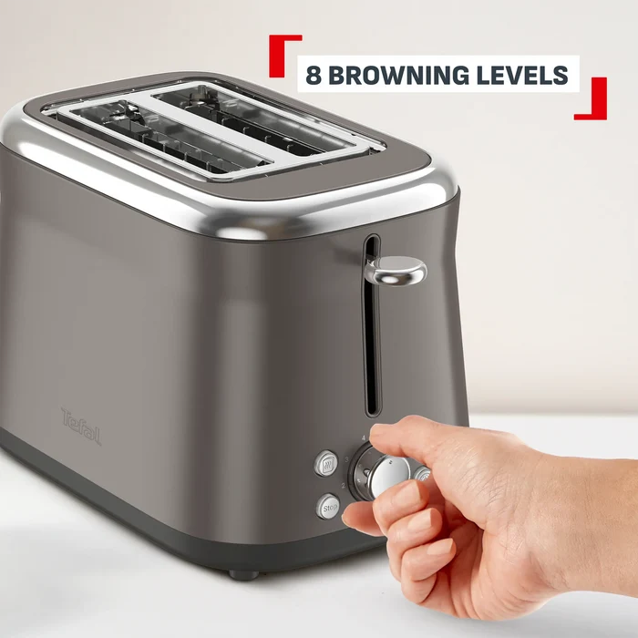 Tefal Collection Toaster 2-slice and Kettle Grey Pewter Bundle
