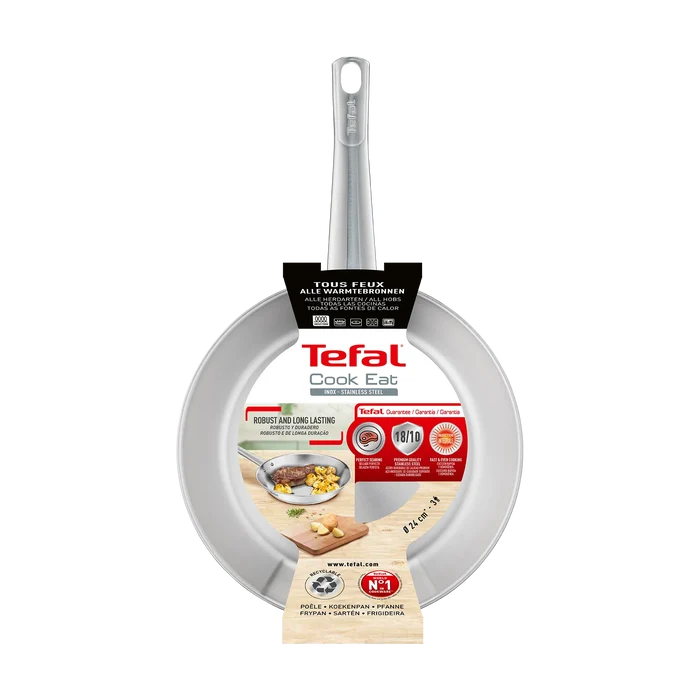 Tefal Cook Eat Induction Uncoated Stainless Steel Frypan 24cm Packaging