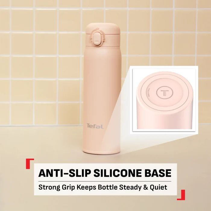Tefal Easy to Go Stainless Steel Drink Bottle 500ml with anti-slip silicone base