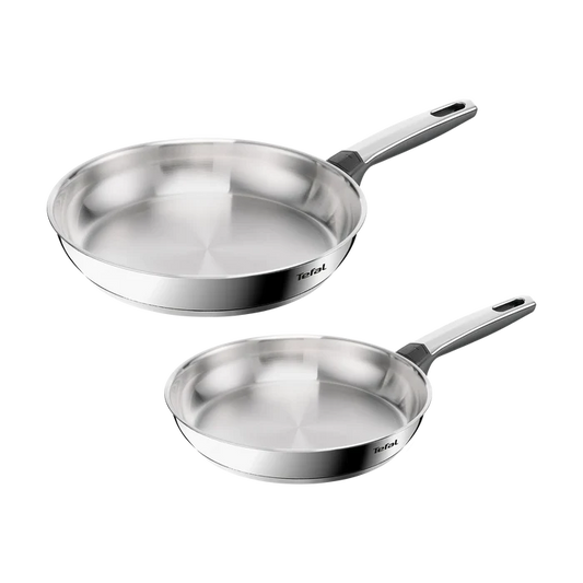 Tefal Emotion+ Induction Stainless Steel Uncoated Twin Pack Frypan 24/28cm