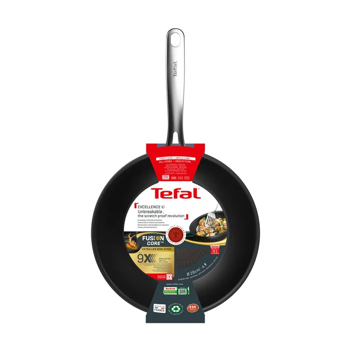 Tefal Excellence+ Induction FusionCore Non-Stick Wok 28cm Packaging