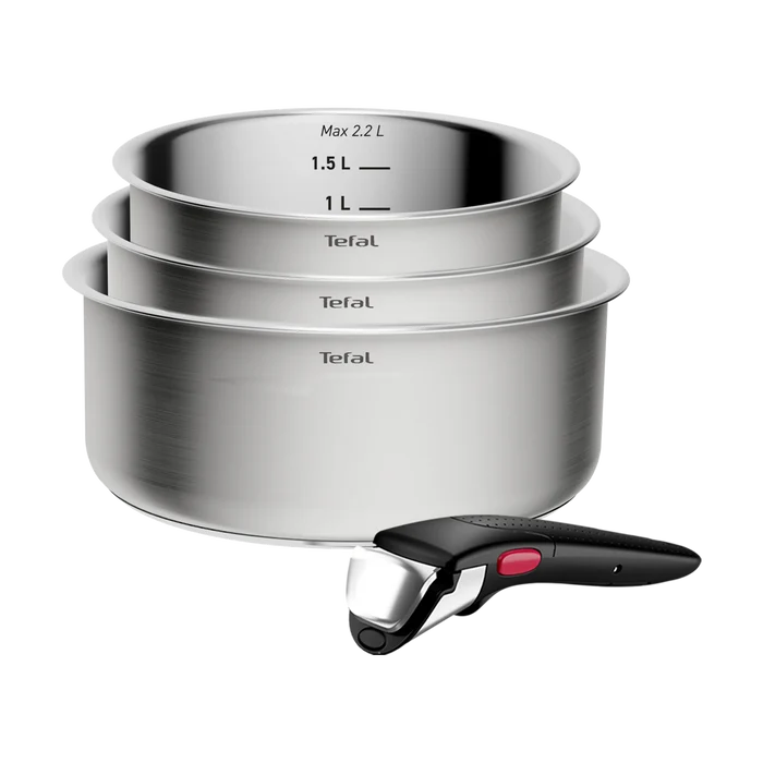 Tefal Ingenio Emotion+ Induction Uncoated Stainless Steel 4pc Pot Set