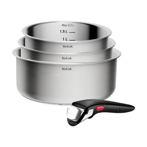 Tefal Ingenio Emotion+ Induction Uncoated Stainless Steel 4pc Pot Set