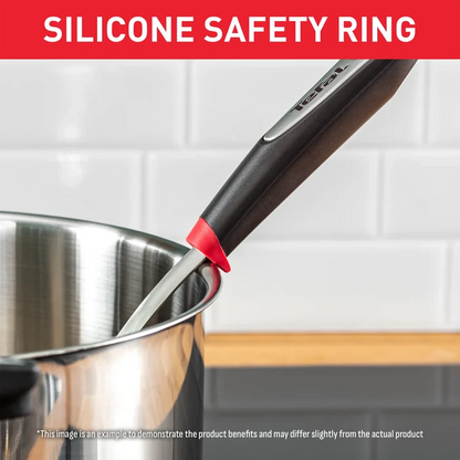 Tefal Ingenio Stainless Steel Slotted Turner K1180314 with Silicone Safety Ring