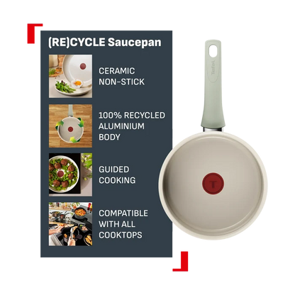 Tefal (Re)cycle Induction Ceramic Green Lichen Non-Stick Saucepan 16cm
