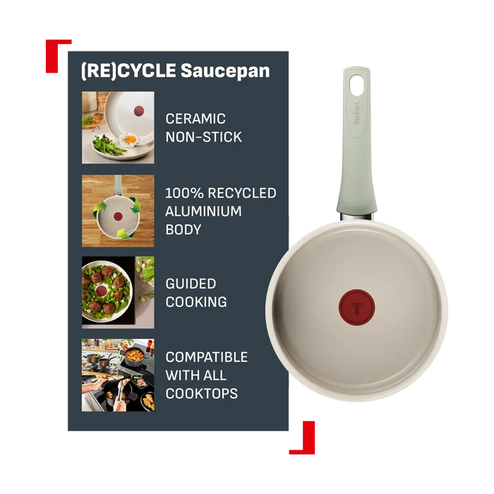Tefal (Re)cycle Induction Ceramic Green Lichen Non-Stick Saucepan 20cm