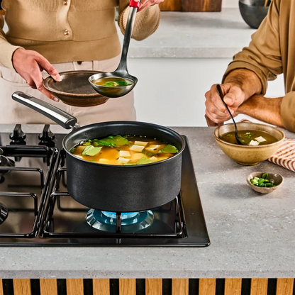 Tefal Space+ Excellence+ Induction Non-Stick Saucepan on cooktop