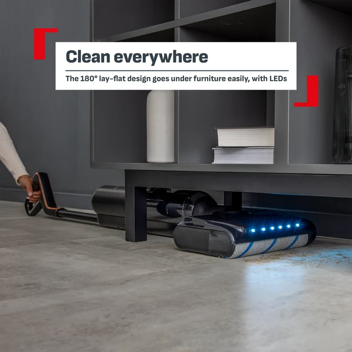 Tefal X-Clean 7 Cordless Vacuum & Floor Washer GF5736 with 180 degree lay-flat design and LEDs