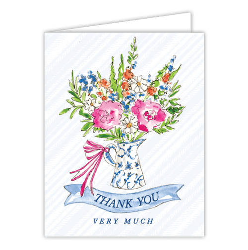 Rosanne Beck Greeting Cards Thank You Very Much Blue Pitcher