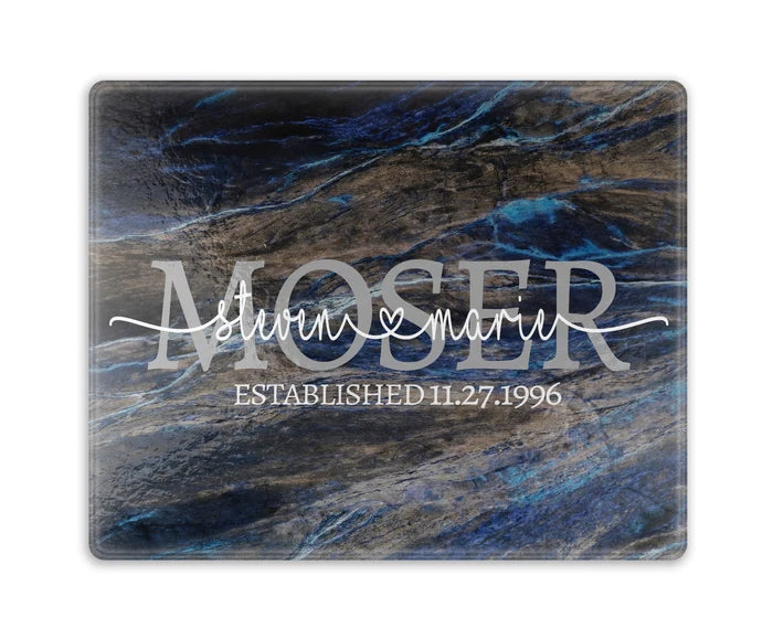 The Blue Rivera | Personalized Glass Cutting Board