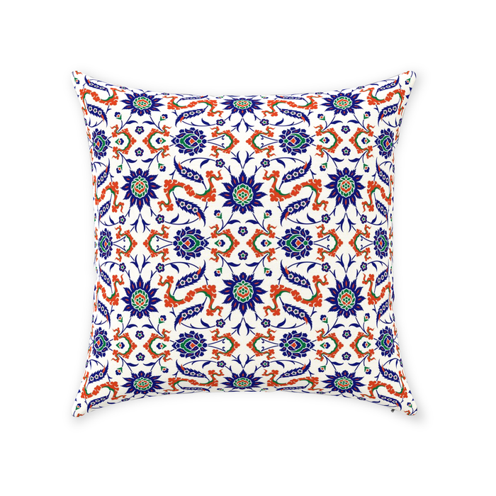 Theodora Ottoman Cotton Pillows Dark Blue & Orange