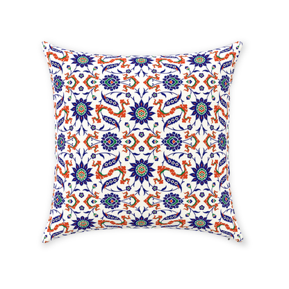 Theodora Ottoman Cotton Pillows Dark Blue & Orange