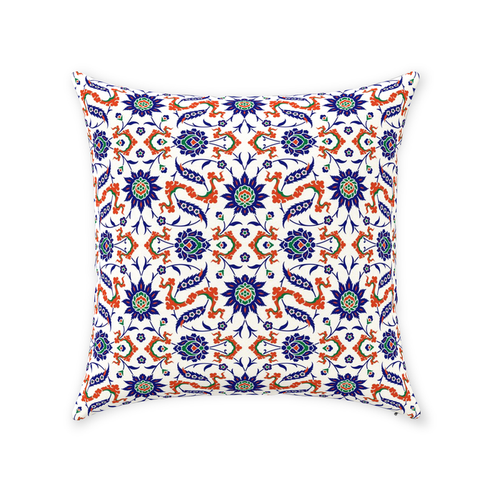 Theodora Ottoman Cotton Pillows Dark Blue & Orange