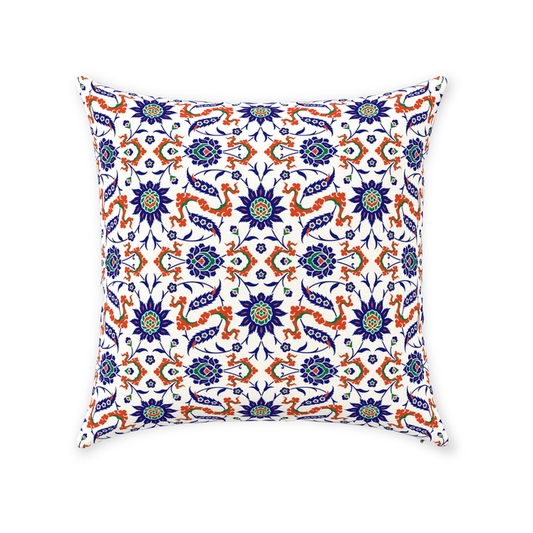 Theodora Ottoman Cotton Pillows Dark Blue & Orange