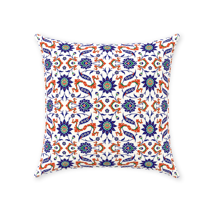 Theodora Ottoman Cotton Pillows Dark Blue & Orange
