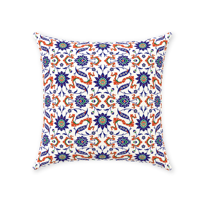 Theodora Ottoman Cotton Pillows Dark Blue & Orange
