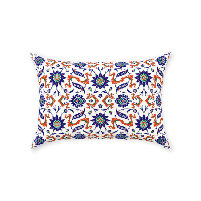 Theodora Ottoman Cotton Pillows Dark Blue & Orange