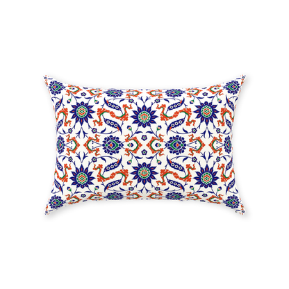 Theodora Ottoman Cotton Pillows Dark Blue & Orange
