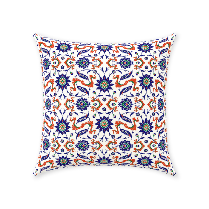 Theodora Ottoman Cotton Pillows Dark Blue & Orange