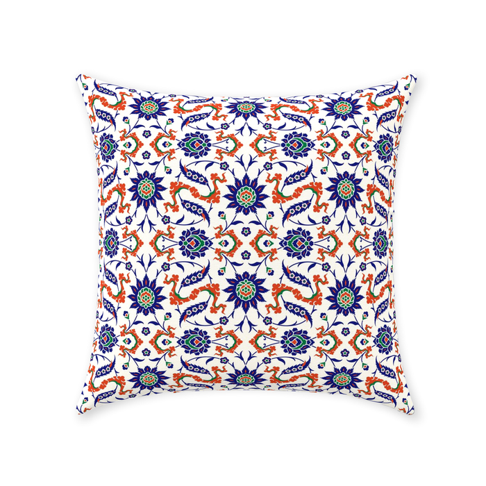 Theodora Ottoman Cotton Pillows Dark Blue & Orange