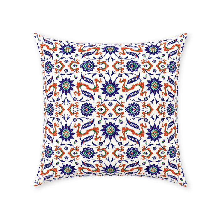 Theodora Ottoman Cotton Pillows Dark Blue & Orange