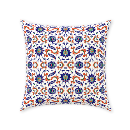 Theodora Ottoman Cotton Pillows Dark Blue & Orange