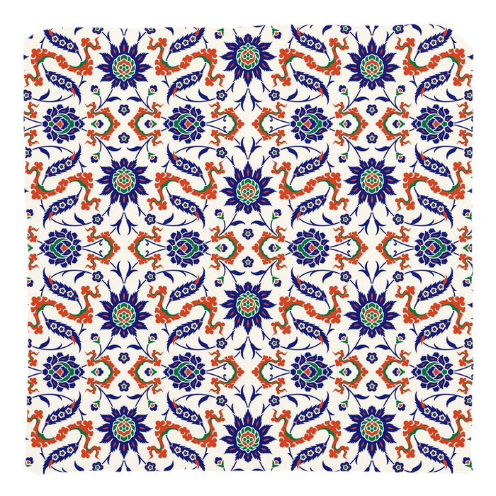 Theodora Ottoman Cotton Pillows Dark Blue & Orange