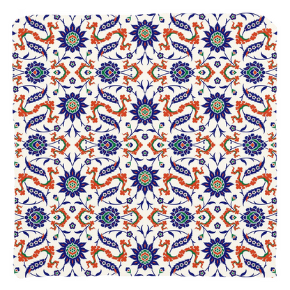 Theodora Ottoman Cotton Pillows Dark Blue & Orange